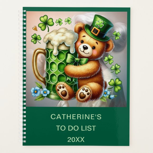 Personalisiertes ST. PATRICK'S DAY BEAR-BILD Planer (Vorderseite)