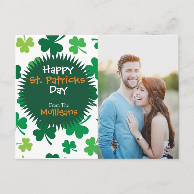 Personalisiertes St. Patricks Day Foto Postkarte (Vorderseite)
