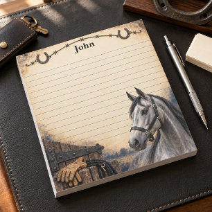 Personalisiertes Stahlgrau Saddlebred Ranch Erbe Notizblock