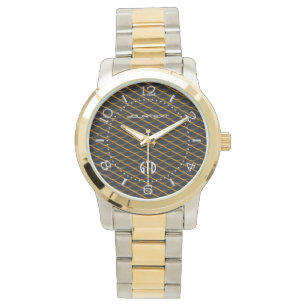 Personalisiertes Stahlmesh Golden Pearl Armbanduhr