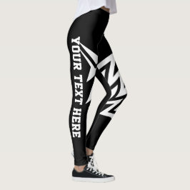 Personalisiertes Stammesstern-Design Schwarz und W Leggings