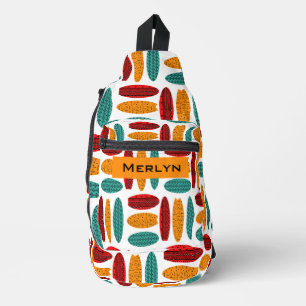 Personalisiertes Stammestafel-Surfbrett-Muster Crossbody Bag