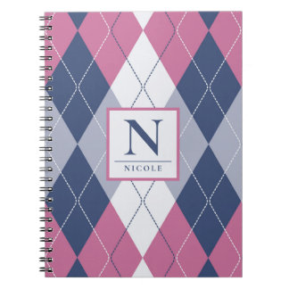 Personalisiertes Staubrosa & Navyblaues Preppy-Arg Notizblock