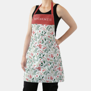 Personalisiertes Stechpalmen-Beeren-Grünmuster Schürze