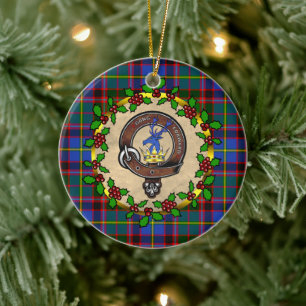 Personalisiertes Stirling-Wappen- und Tartan-Weihn Keramik Ornament