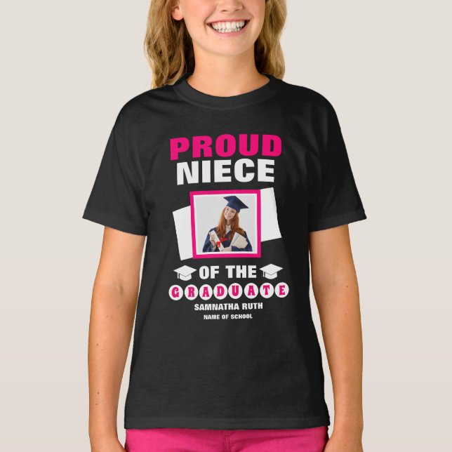 Personalisiertes Stolz des Graduate Foto T-Shirt (Vorderseite)