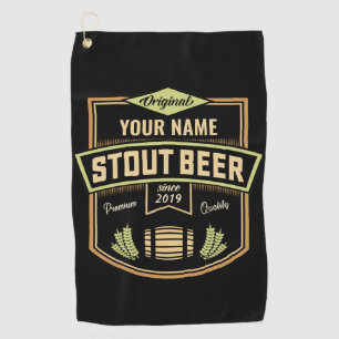 Personalisiertes Stout Dark Beer Brauerei Etikett  Golfhandtuch