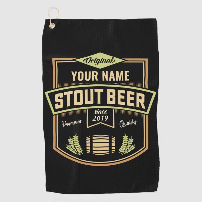 Personalisiertes Stout Dark Ber Breing Label Bar Golfhandtuch (Vorderseite)