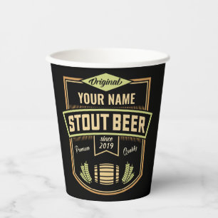 Personalisiertes Stout Dark Ber Breing Label Bar Pappbecher