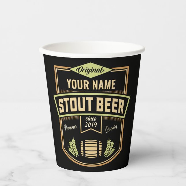 Personalisiertes Stout Dark Ber Breing Label Bar Pappbecher (Vorderseite)