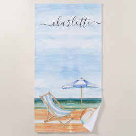Personalisiertes Strandbad mit Wasserfarbe Strandtuch