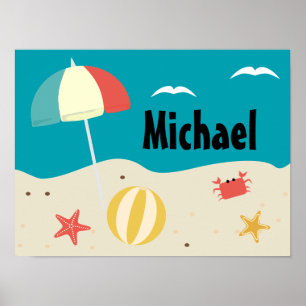 Personalisiertes Strandbild Kinderzimmerposter Poster