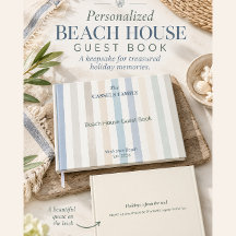 Personalisiertes Strandhaus-Gästebuch mit Küstenst