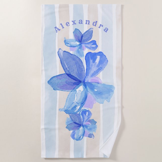 Personalisiertes Strandtuch mit Blumenmotiv (Vorderseite)