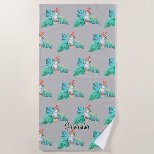 Personalisiertes Strandtuch von Cockatop Parrot (Vorderseite)