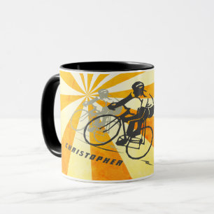 Personalisiertes Straßenrad und Retro Sunburst Bik Tasse