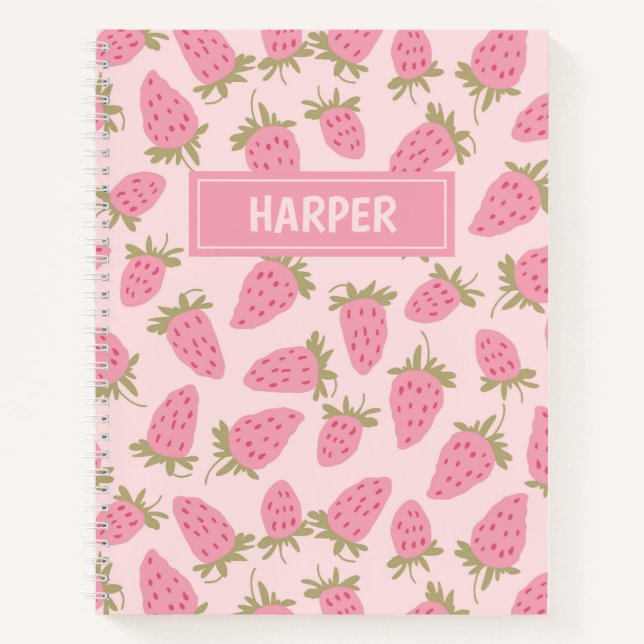 Personalisiertes Strawberry-Muster-Notebook Notizbuch (Vorderseite)