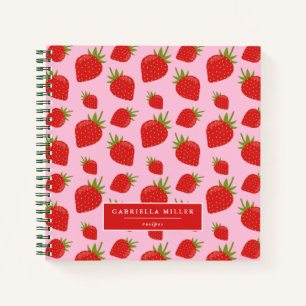 Personalisiertes Strawberry Muster Rezept Notebook Notizbuch
