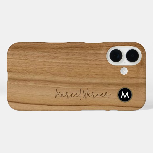 personalisiertes, stylisches Monogram Rustikales H iPhone 16 Hülle (Rückseite (Horizontal))