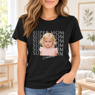 Personalisiertes Super-Mama-Foto und Name T-Shirt