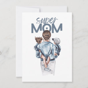 Personalisiertes Super-Mama-Geschenk mit Sohn und  Einladung