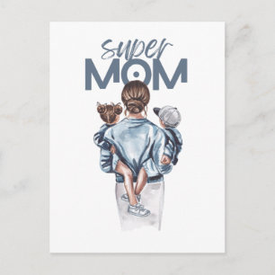 Personalisiertes Super-Mama-Geschenk mit Sohn und  Feiertagspostkarte