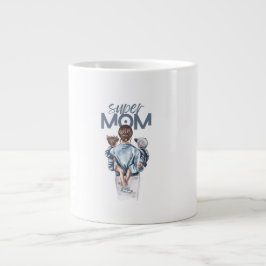 Personalisiertes Super-Mama-Geschenk mit Sohn und Jumbo-Tasse