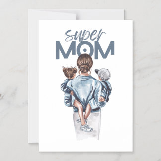 Personalisiertes Super-Mama-Geschenk mit Sohn und  Magneteinladung