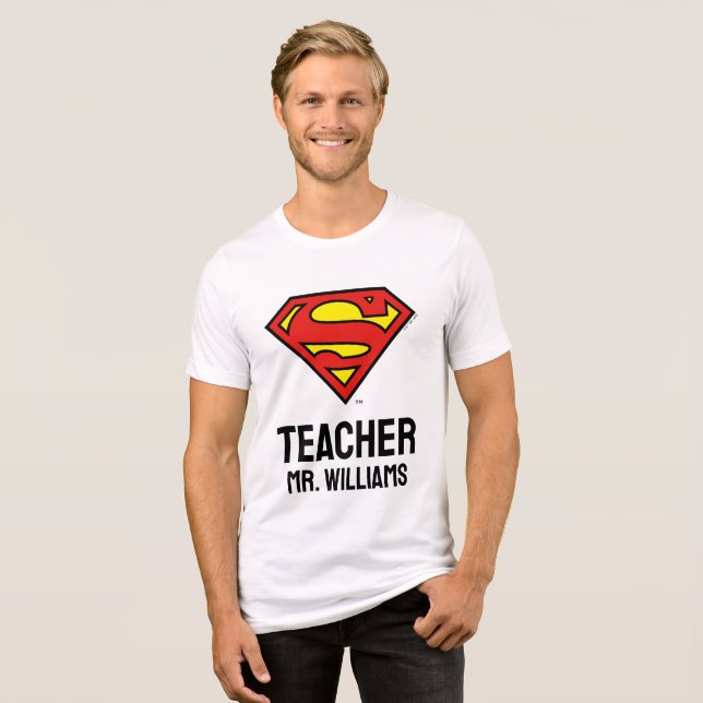 Personalisiertes Superman-Logo Tri-Blend Shirt (Vorderseite voll)