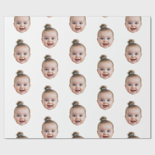 Personalisiertes süßes Babygesicht-Foto Mama Papa  Geschenkpapier