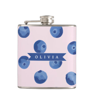 Personalisiertes Süßes Blaubeer-Aquarell-Geschenk Flachmann