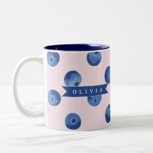 Personalisiertes Süßes Blaubeer-Wasserfarben-Gesch Zweifarbige Tasse