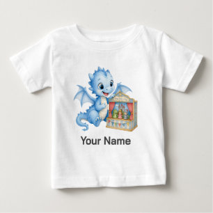 Personalisiertes süßes blaues Babydrachen-Puppensp Baby T-shirt