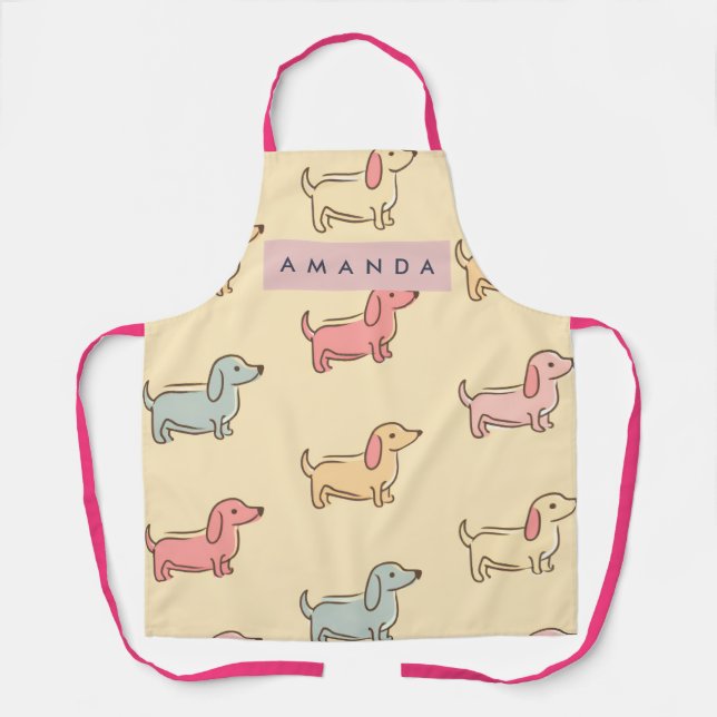 Personalisiertes Süßes-Dachshund-Muster Schürze (Vorderseite)