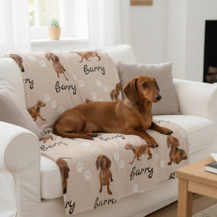 Personalisiertes süßes Dachshund-Name & Foto-Hund Fleecedecke
