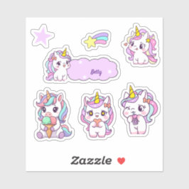 Personalisiertes süßes Einhorn Aufkleber