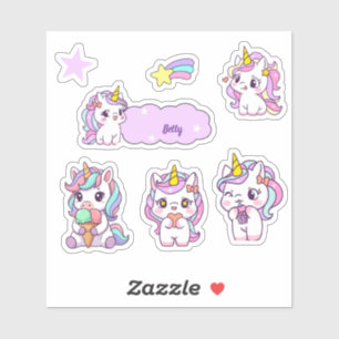 Personalisiertes süßes Einhorn Aufkleber