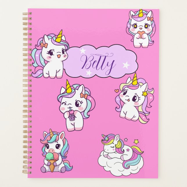 Personalisiertes süßes Einhorn  Planer (Vorderseite)