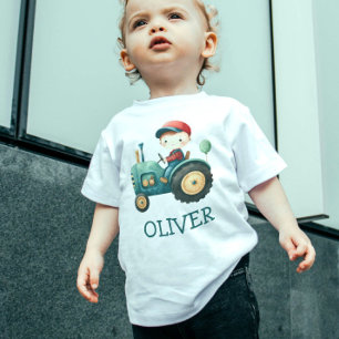 Personalisiertes süßes grünes Traktor-T-Shirt für  Baby T-shirt