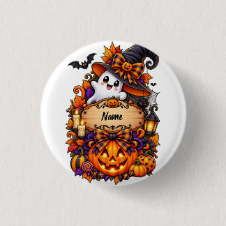 Personalisiertes süßes Halloween-Geist-Foto-Shirt Button