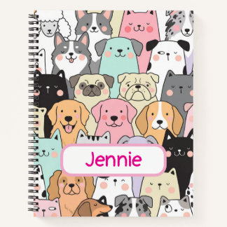 Personalisiertes süßes Hund-Cartoon-Muster Notizbuch