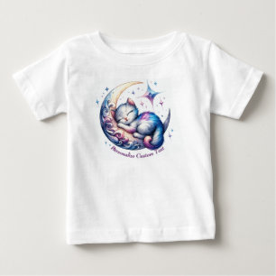 Personalisiertes süßes Kätzchen schläft auf einem Baby T-shirt