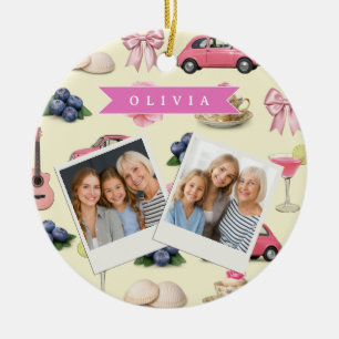 Personalisiertes Süßes Koketten-Rosa-Koktasschleif Keramik Ornament