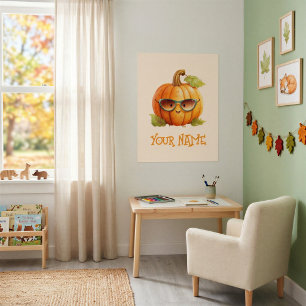 Personalisiertes süßes Kürbis-Kinderzimmer-Wandpos Poster