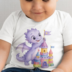 Personalisiertes süßes lila Baby-Drache Spielzeug- Baby T-shirt