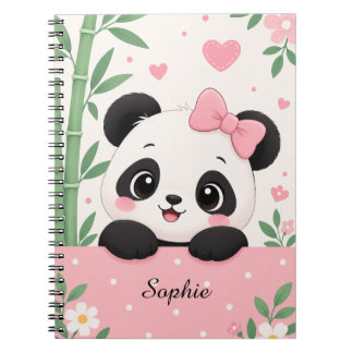 Personalisiertes süßes Mädchen Name Panda Notizbuc Notizblock