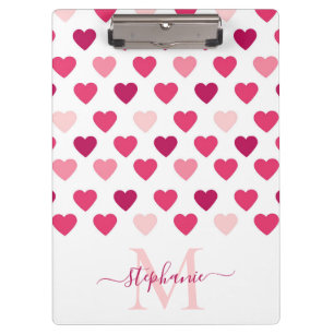 Personalisiertes Süßes Mädchen-Rosa-Herzen-Liebe Klemmbrett