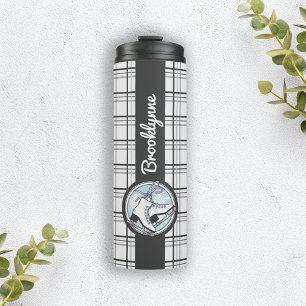 Personalisiertes Süßes Modernes Tartan Eislaufen Thermosbecher