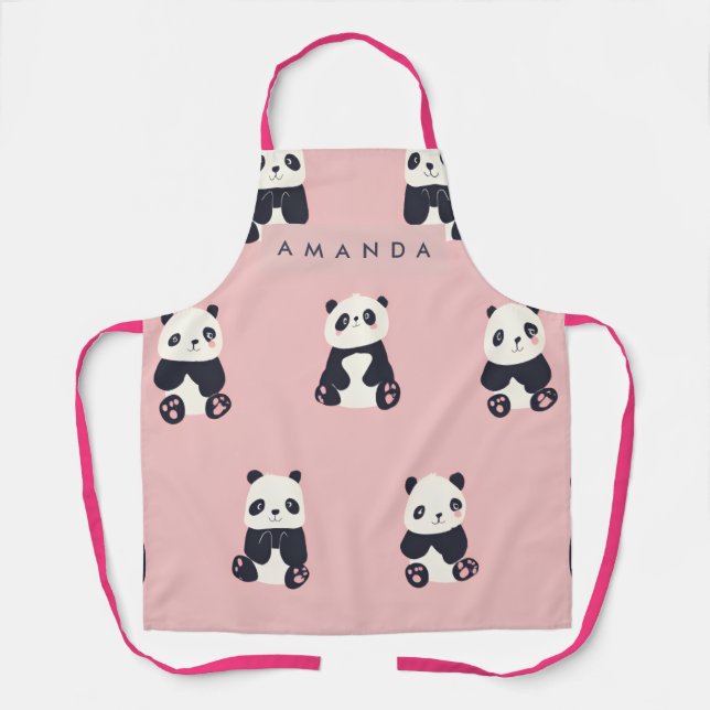 Personalisiertes Süßes-Panda-Muster Schürze (Vorderseite)