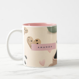 Personalisiertes süßes Panda- und Bärenmuster Zweifarbige Tasse